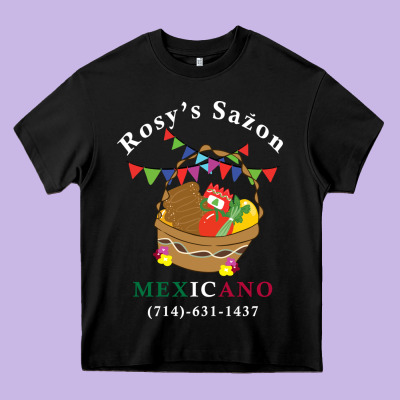 Logo For Rosys Saon Mexicano Heavy Core Tee Designed By Cowhidedigitalart