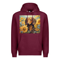Burgundy dachshund Premium Hoodie - Unal Design