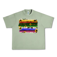 Oil Green serape sunflowers leopard cowhide background Urban Heavy Tee - RanaPortraitStore