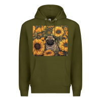 Army Green pug Premium Hoodie - Unal Design