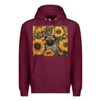 Burgundy pug Premium Hoodie - Unal Design