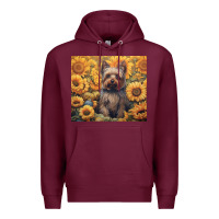 Burgundy yorkshire terrier Premium Hoodie - Unal Design