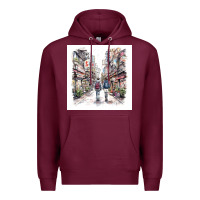 Burgundy Japan Street Premium Hoodie - Unal Design