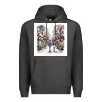 Charcoal Heather Japan Street Premium Hoodie - Unal Design