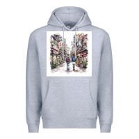 Heather Grey Japan Street Premium Hoodie - Unal Design