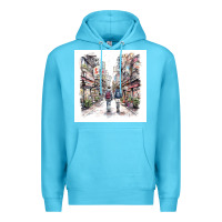 Ocean Blue Japan Street Premium Hoodie - Unal Design