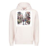 Pale Pink Japan Street Premium Hoodie - Unal Design