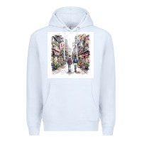 White Japan Street Premium Hoodie - Unal Design