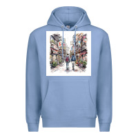 Colony Blue Japan Street Premium Hoodie - Unal Design