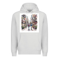 Dove Grey Japan Street Premium Hoodie - Unal Design