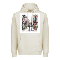 Oatmeal Heather Japan Street Premium Hoodie - Unal Design