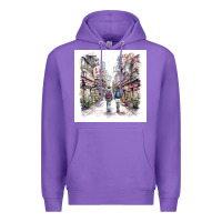 Purple Japan Street Premium Hoodie - Unal Design