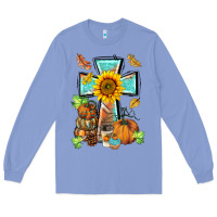 Colony Blue western thankful cross pumpkin Long Sleeve Tee - BarkalooDesign