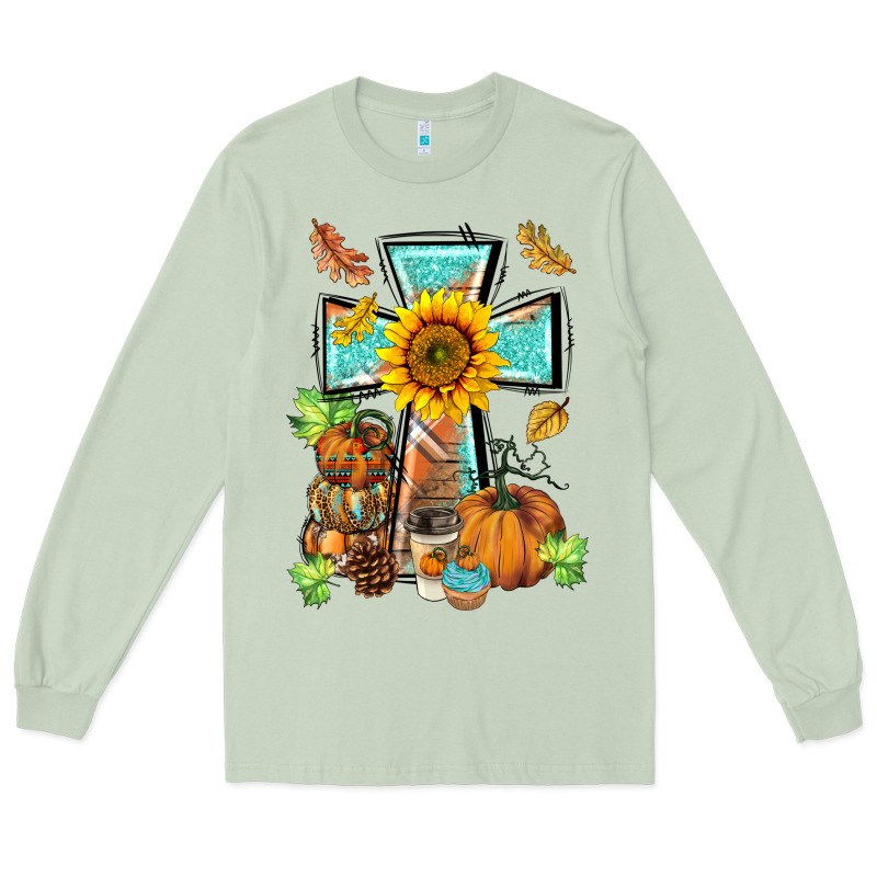 Western Thankful Cross Pumpkin Long Sleeve Tee by BarkalooDesign | Teevron