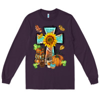 Plum western thankful cross pumpkin Long Sleeve Tee - BarkalooDesign