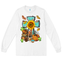 White western thankful cross pumpkin Long Sleeve Tee - BarkalooDesign