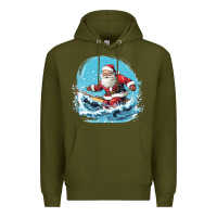 Army Green happy santa Premium Hoodie - Unal Design