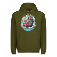 Army Green happy santa Premium Hoodie - Unal Design