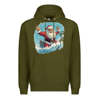Army Green happy santa Premium Hoodie - Unal Design