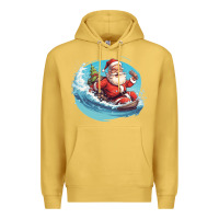 Antique Gold surf happy santa Premium Hoodie - Unal Design