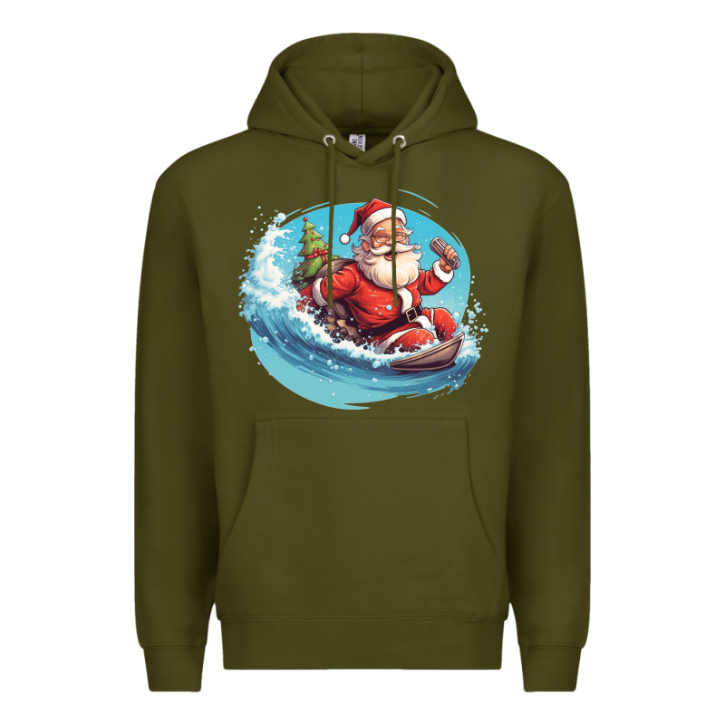 Surf Happy Santa Premium Hoodie by Unal Design | Teevron