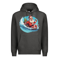 Charcoal Heather surf happy santa Premium Hoodie - Unal Design