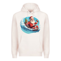 Pale Pink surf happy santa Premium Hoodie - Unal Design