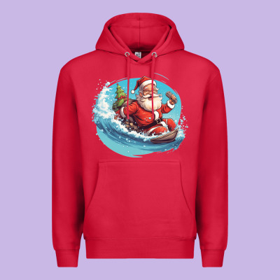 Surf Happy Santa Premium Hoodie Designed By Unal Design