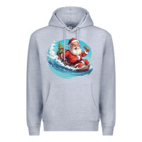 Heather Grey surf happy santa Premium Hoodie - Unal Design