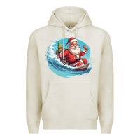 Oatmeal Heather surf happy santa Premium Hoodie - Unal Design