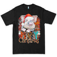 Black merry Christmas pig Premium Tee - CowhideDigitalArt