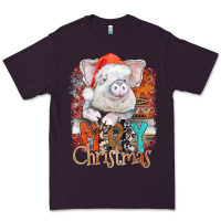 Plum merry Christmas pig Premium Tee - CowhideDigitalArt