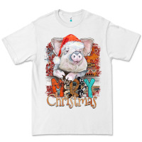 White merry Christmas pig Premium Tee - CowhideDigitalArt