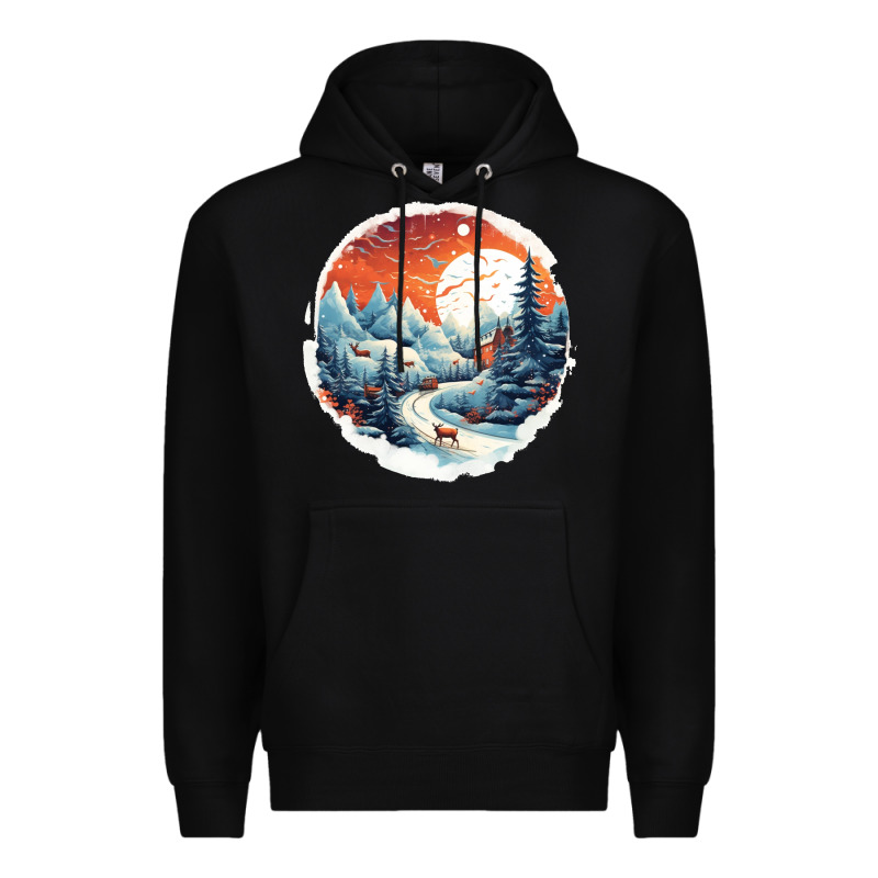 Deer Snow House Design Premium Hoodie by Unal Design | Teevron
