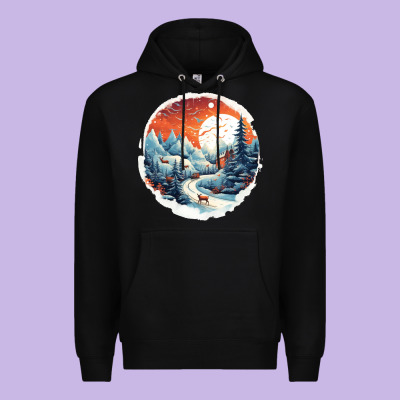 Deer Snow House Design Premium Hoodie Designed By Unal Design