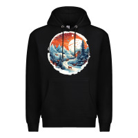 Black deer snow house design Premium Hoodie - Unal Design