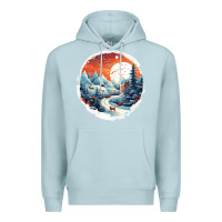 Blue Mist deer snow house design Premium Hoodie - Unal Design