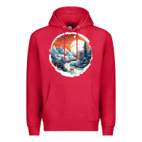 Cardinal deer snow house design Premium Hoodie - Unal Design
