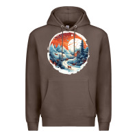 Coffee deer snow house design Premium Hoodie - Unal Design