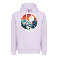 Lilac deer snow house design Premium Hoodie - Unal Design