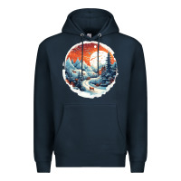 Navy deer snow house design Premium Hoodie - Unal Design