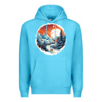 Ocean Blue deer snow house design Premium Hoodie - Unal Design