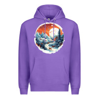 Purple deer snow house design Premium Hoodie - Unal Design