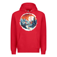 Red deer snow house design Premium Hoodie - Unal Design