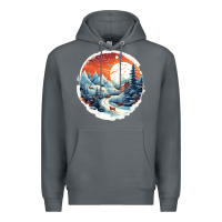 Rock deer snow house design Premium Hoodie - Unal Design