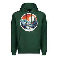 Sports Green deer snow house design Premium Hoodie - Unal Design