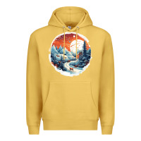 Antique Gold deer snow house design Premium Hoodie - Unal Design