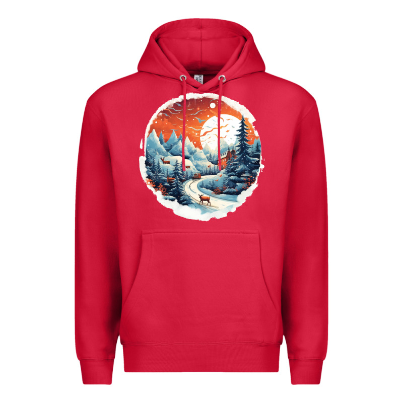 Deer Snow House Design Premium Hoodie by Unal Design | Teevron