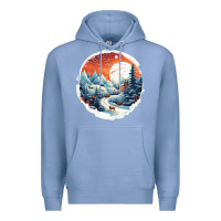 Colony Blue deer snow house design Premium Hoodie - Unal Design