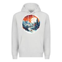 Dove Grey deer snow house design Premium Hoodie - Unal Design